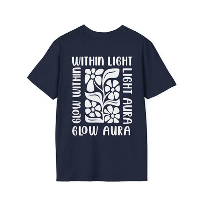 Light Aura White Boho Style Floral T-Shirt - Front And Back Design