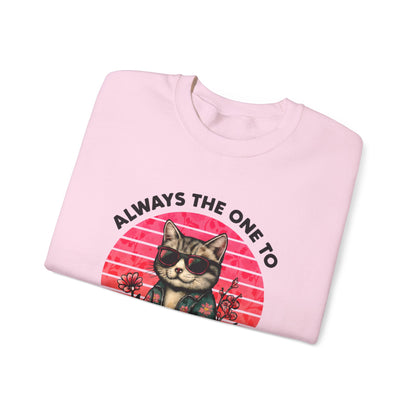 Always The One To Cause Adorable Chaos Everywhere - Vibrant Sunset Playful Cat on Skateboard Sweatshirt