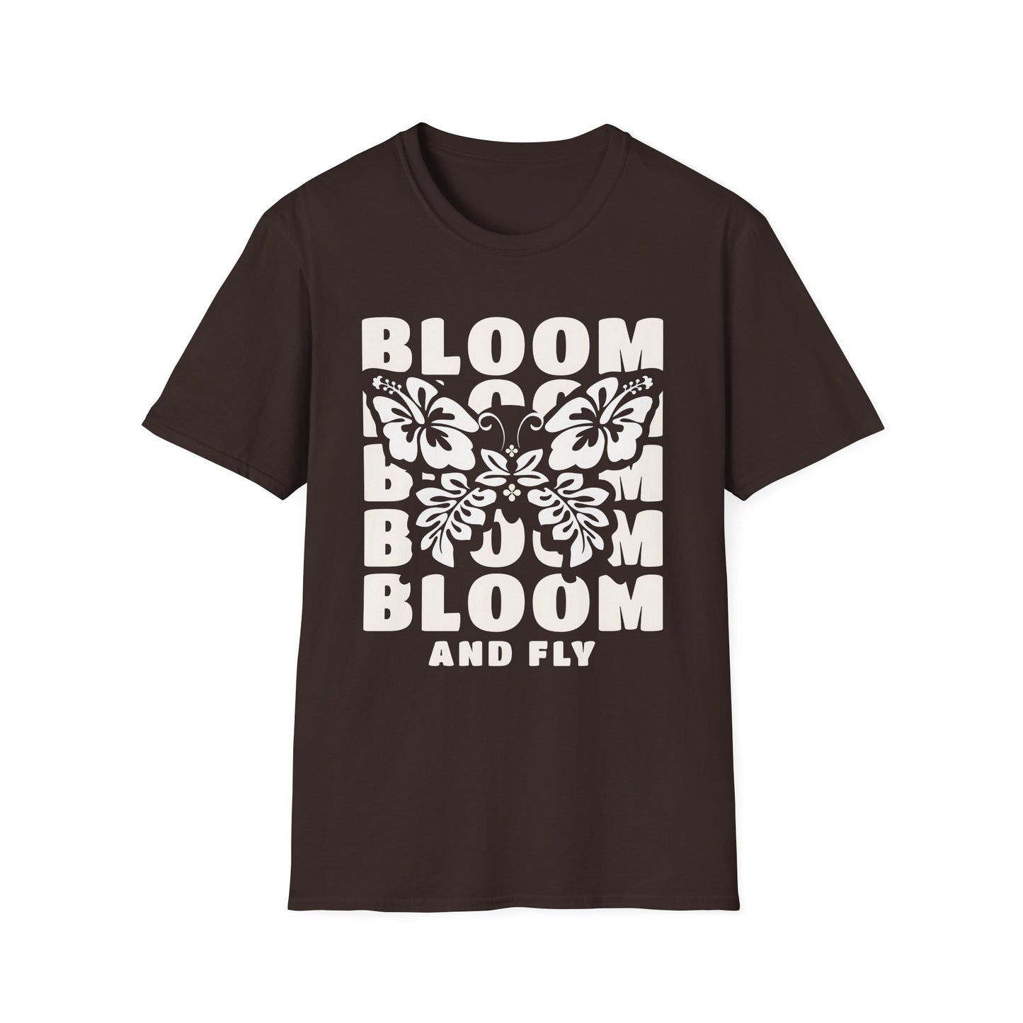 Bloom And Fly - Monochrome Floral Butterfly T-Shirt