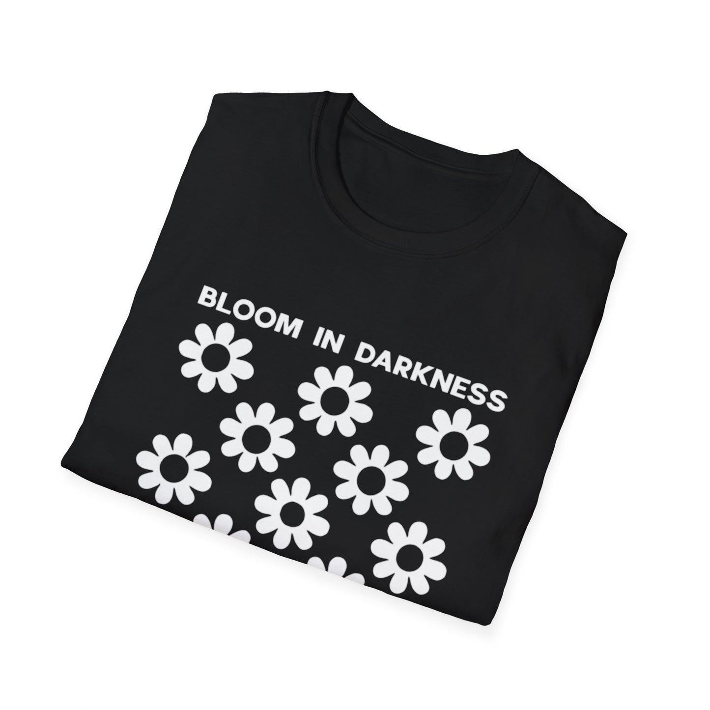 Bloom in Darkness petals in battels - Silhouette Grid Daisies T-Shirt