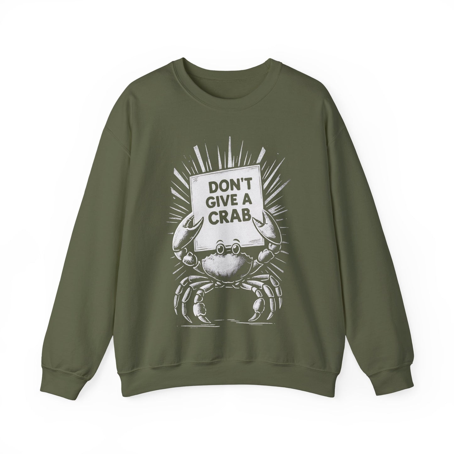 Don't Give A Crab! - Playful White Stencil Crab Holding A Sign Sweatshirt