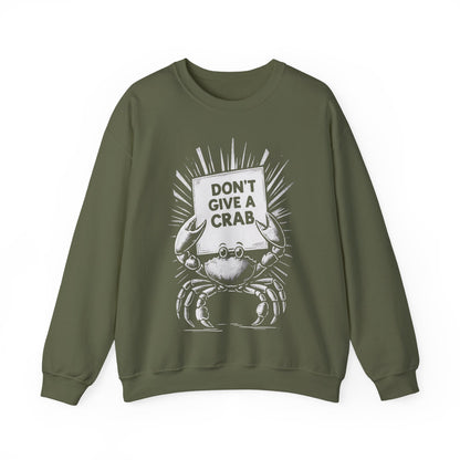Don't Give A Crab! - Playful White Stencil Crab Holding A Sign Sweatshirt