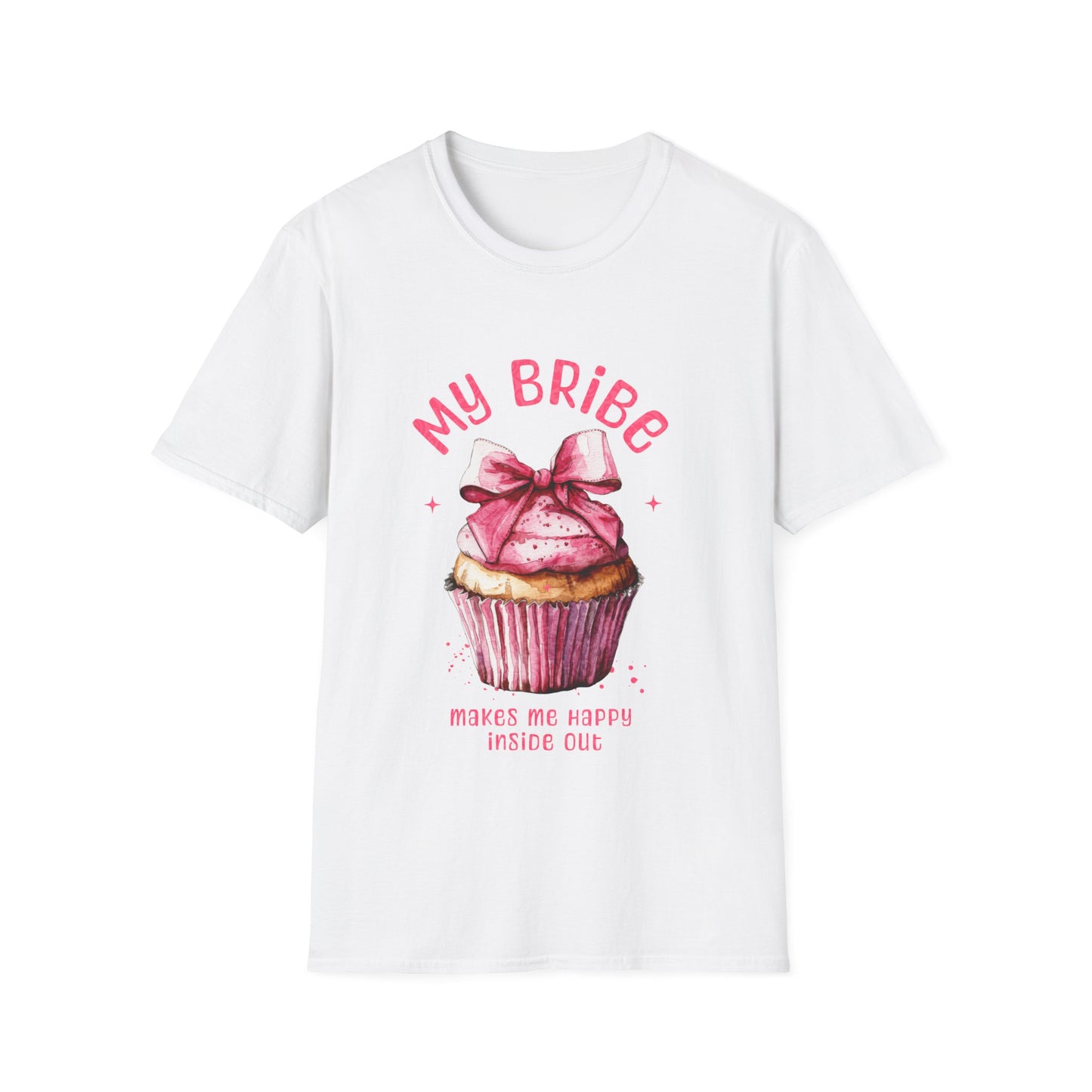My Bribe Cupcake Makes Me Happy Inside Out -  Watercolor Pink Cupcake T-Shirt