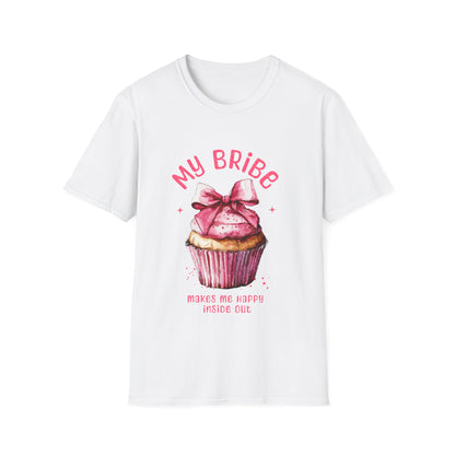 My Bribe Cupcake Makes Me Happy Inside Out -  Watercolor Pink Cupcake T-Shirt