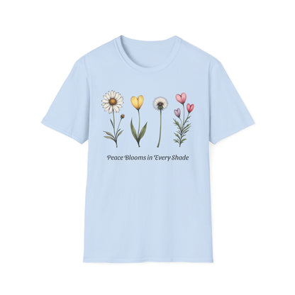 Realistic Floral Line T-Shirt - Colorful Design