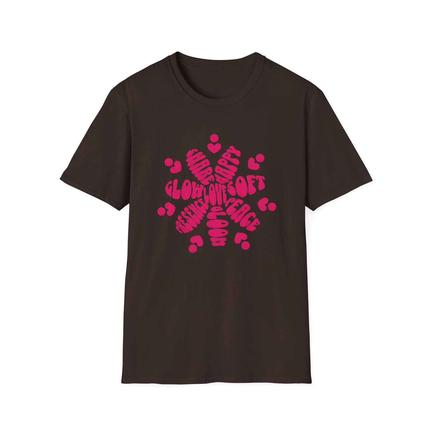 Love is T-Shirt - Vibrant Pink Flower Shape Typography  Design