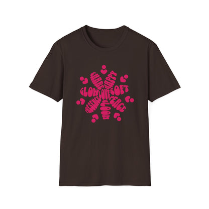 Love is T-Shirt - Vibrant Pink Flower Shape Typography  Design