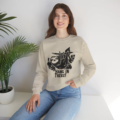 Hang In There! - Playful Minimalistic Sloth Silhouette Hanging Upside Down Sweatshirt