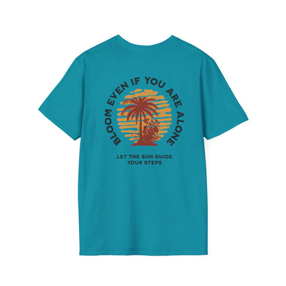 Bloom Even If You Are Alone – Vintage Palm Tree and Sunset T-Shirt