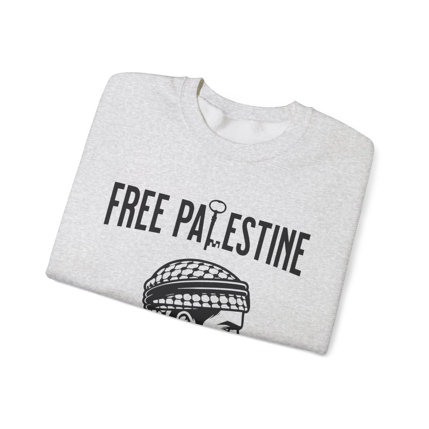 Free Palestine Free World - Man Wearing Palestinian Kuffiyah Sweatshirt