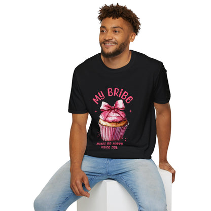 My Bribe Cupcake Makes Me Happy Inside Out -  Watercolor Pink Cupcake T-Shirt