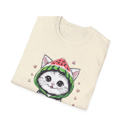 Fruit Hoodie Club T-Shirt - Kitten In A Watermelon Hoodie Design