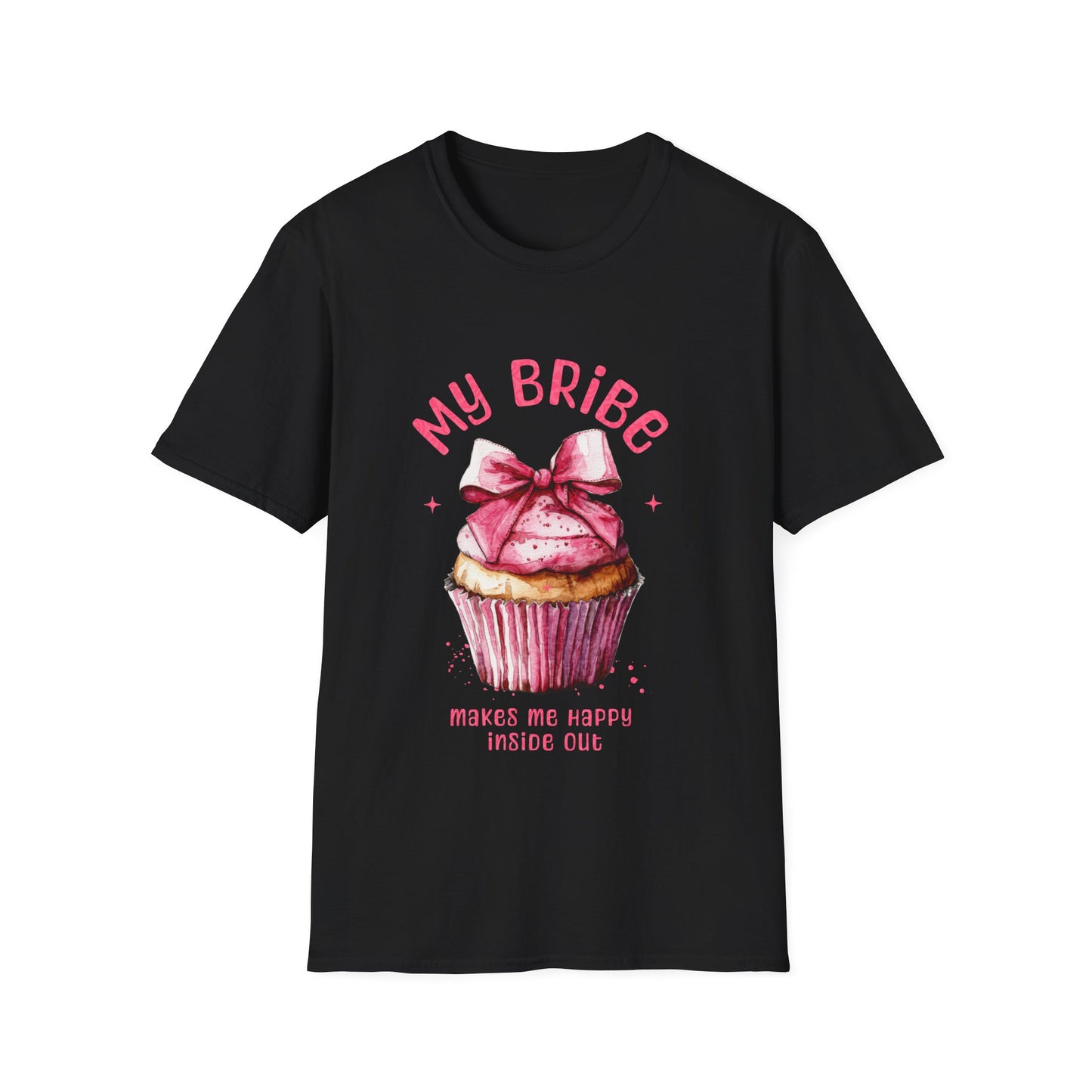 My Bribe Cupcake Makes Me Happy Inside Out -  Watercolor Pink Cupcake T-Shirt