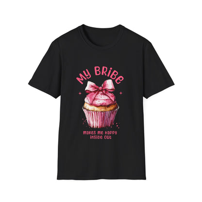 My Bribe Cupcake Makes Me Happy Inside Out -  Watercolor Pink Cupcake T-Shirt