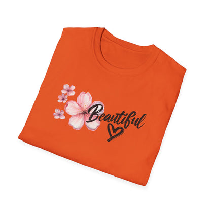 Beautiful T-Shirt - Cherry Blossom Flower with Heart - Brush Style Typography Design