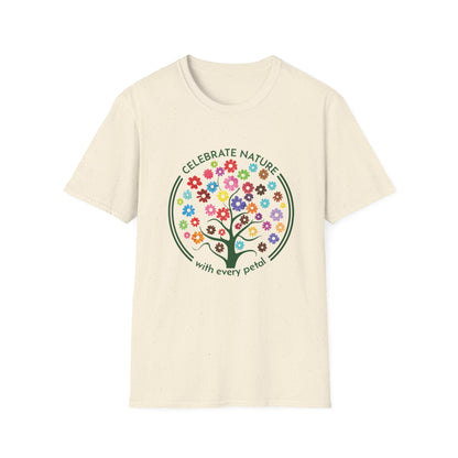 Celebrate Nature With Every Petal  - Logo Style Colorful Tree with Flowers T-Shirt