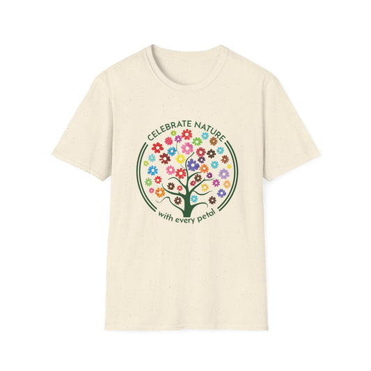 Celebrate Nature With Every Petal  - Logo Style Colorful Tree with Flowers T-Shirt