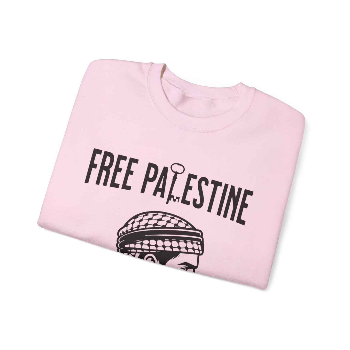 Free Palestine Free World - Man Wearing Palestinian Kuffiyah Sweatshirt