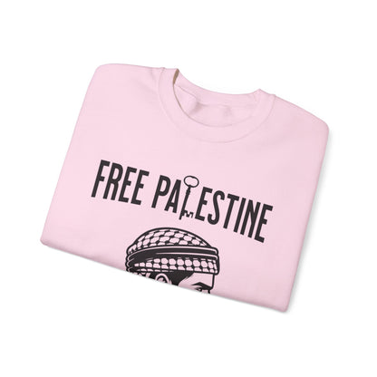 Free Palestine Free World - Man Wearing Palestinian Kuffiyah Sweatshirt