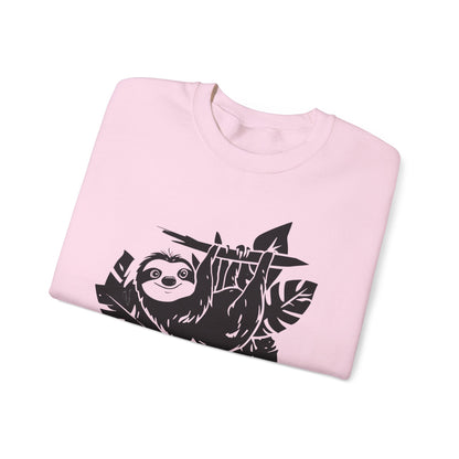 Hang In There! - Playful Minimalistic Sloth Silhouette Hanging Upside Down Sweatshirt