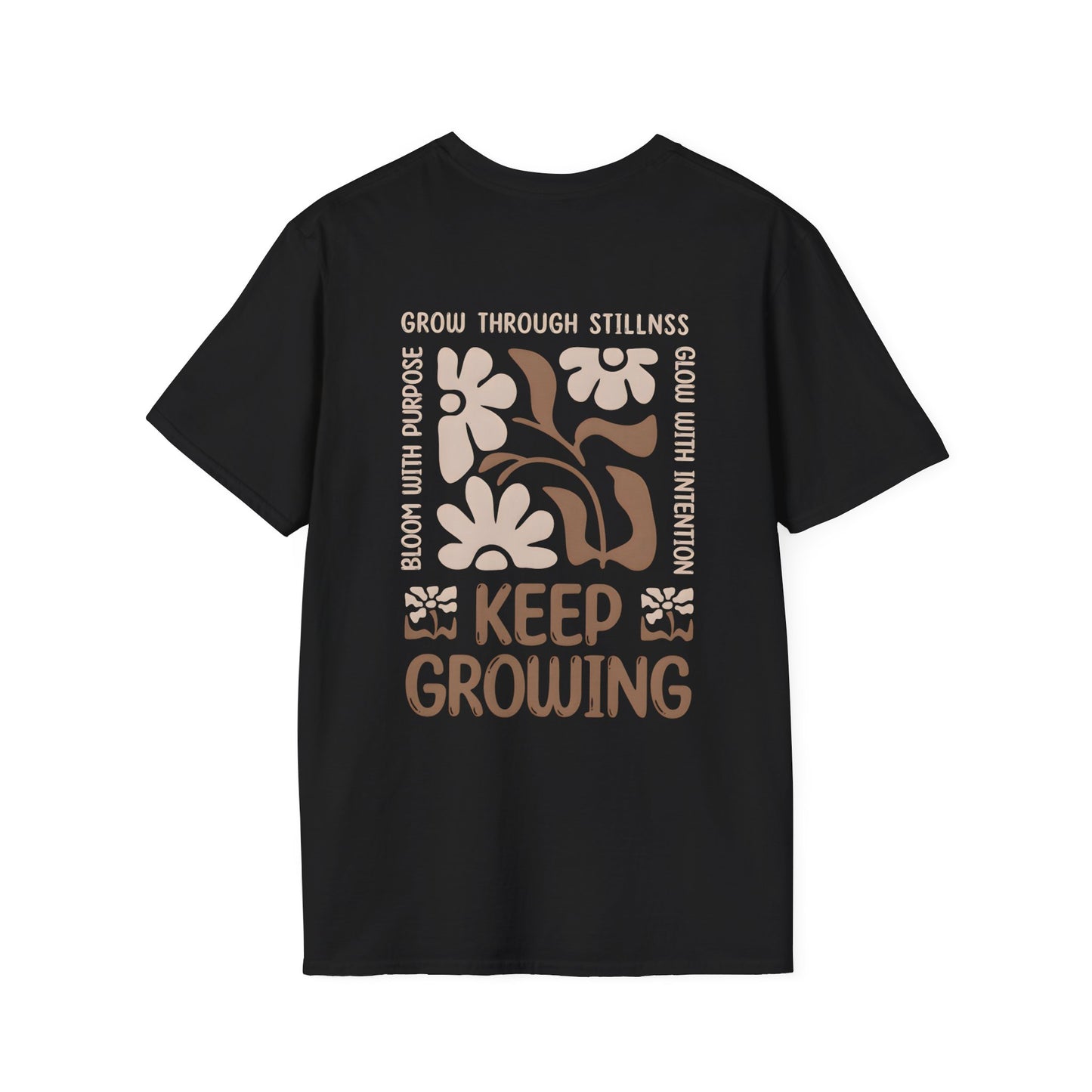 Keep Growing Boho Style Floral T-Shirt - Front And Back Design