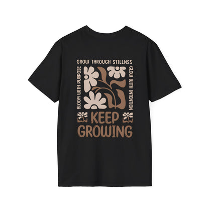 Keep Growing Boho Style Floral T-Shirt - Front And Back Design