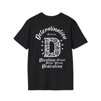 Letter D Flower T-Shirt - Letters Flowers Patterns Front And Back Design