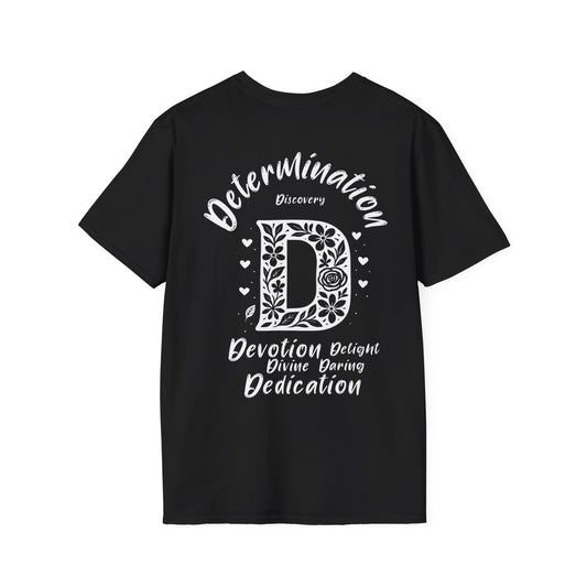 Letter D Flower T-Shirt - Letters Flowers Patterns Front And Back Design