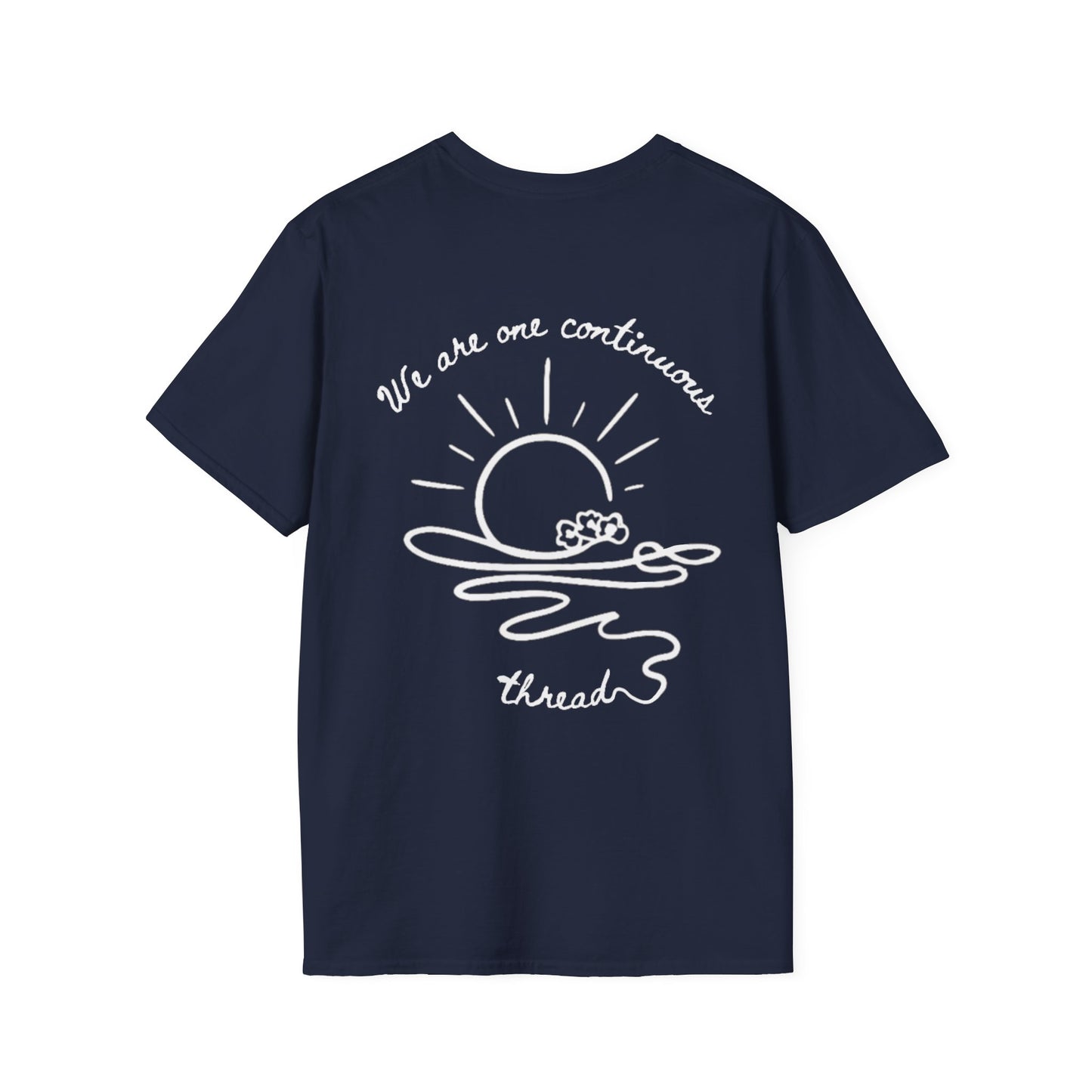 We are one continuous thread T-Shirt -  Minimalistic One-Line Sun, Water, Flowers Design