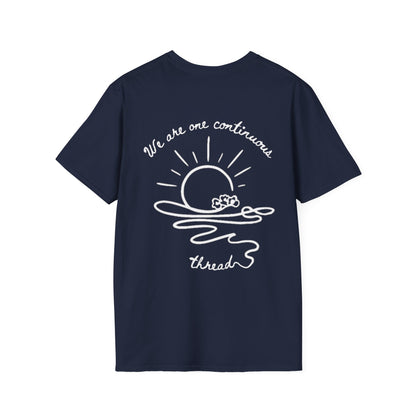 We are one continuous thread T-Shirt -  Minimalistic One-Line Sun, Water, Flowers Design