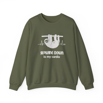 Slowing Down Is My Cardio - Sloth Silhouette With Heartbeat Playful Sweatshirt