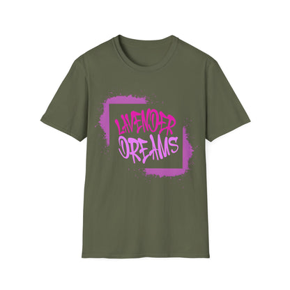 Lavender Dreams T-Shirt - Bold Graffiti Pink Typography Design