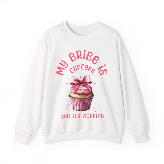 My Bribe Cupcake Makes and its working -  Watercolor Pink Cupcake Sweatshirt