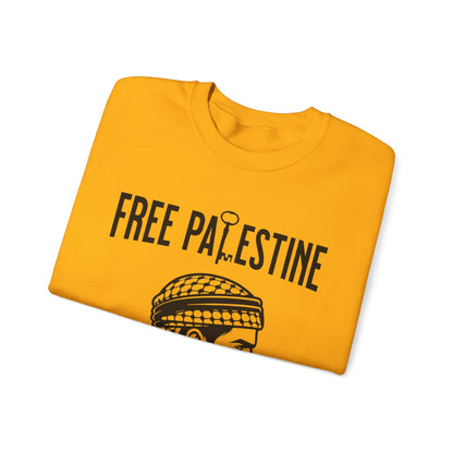 Free Palestine Free World - Man Wearing Palestinian Kuffiyah Sweatshirt