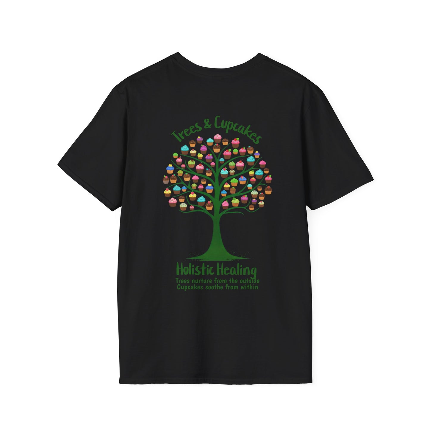 Holistic Healing: Trees and Cupcakes - Colorful Tree silhouette with Cupcakes T-Shirt