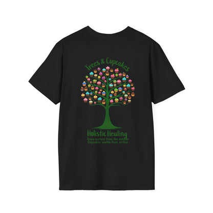 Holistic Healing: Trees and Cupcakes - Colorful Tree silhouette with Cupcakes T-Shirt
