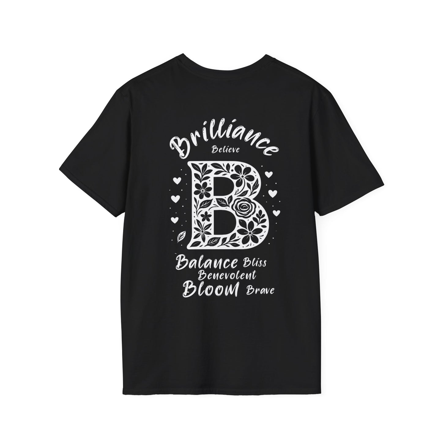 Letter B Flower T-Shirt - Letters Flowers Patterns Front And Back Design