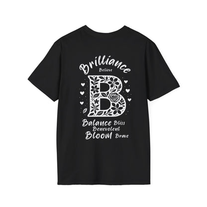 Letter B Flower T-Shirt - Letters Flowers Patterns Front And Back Design