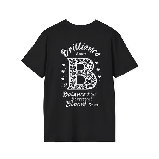Letter B Flower T-Shirt - Letters Flowers Patterns Front And Back Design