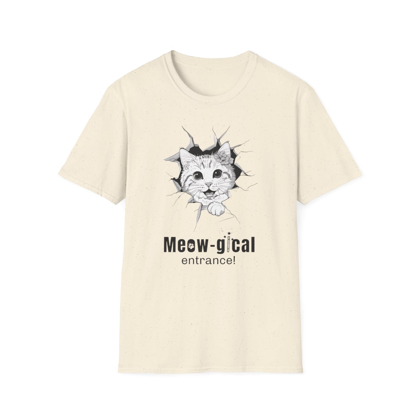 Meow-gical Entrance! - Playful Cute Kitten Breaking through Wall T-Shirt