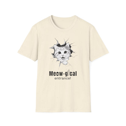 Meow-gical Entrance! - Playful Cute Kitten Breaking through Wall T-Shirt
