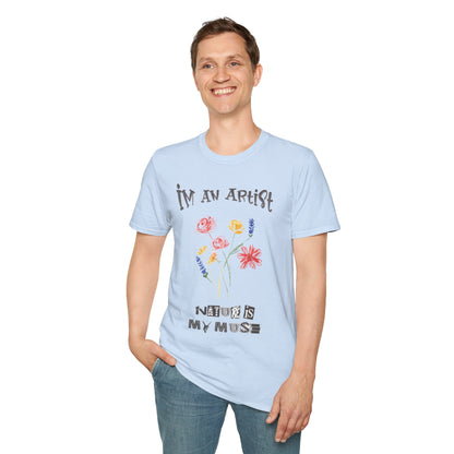 I'm An Artist Nature Is My Muse – Playful Crayon Floral T-Shirt