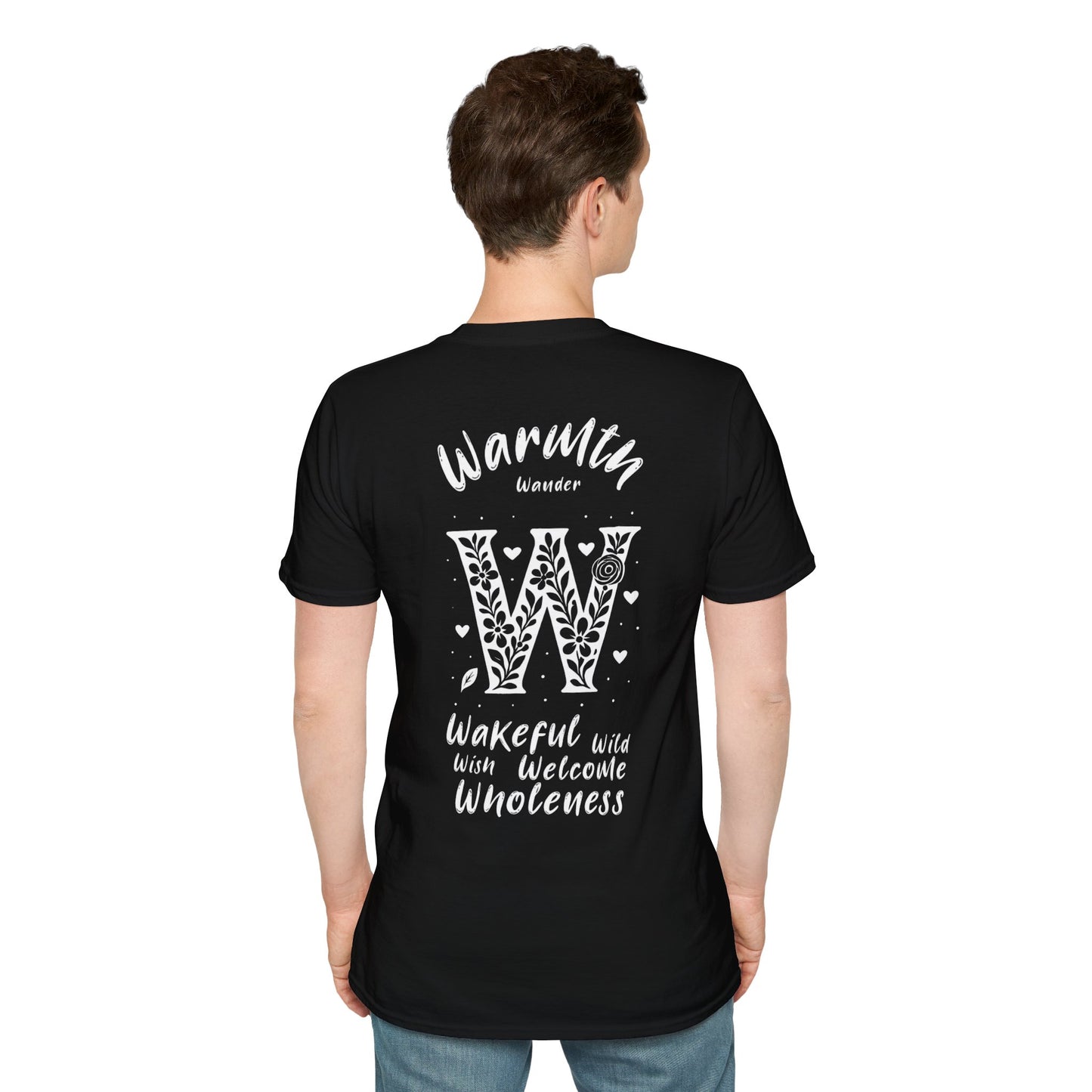 Letter W Flower T-Shirt - Letters Flowers Patterns Front And Back Design