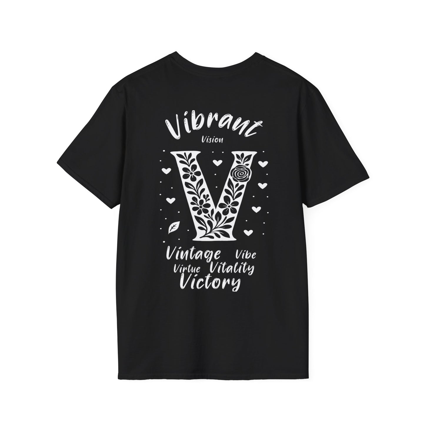 Letter V Flower T-Shirt - Letters Flowers Patterns Front And Back Design