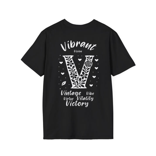 Letter V Flower T-Shirt - Letters Flowers Patterns Front And Back Design