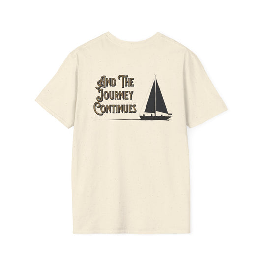 And The Journey Continues -  Minimalist Silhouette Sailboat T-Shirt