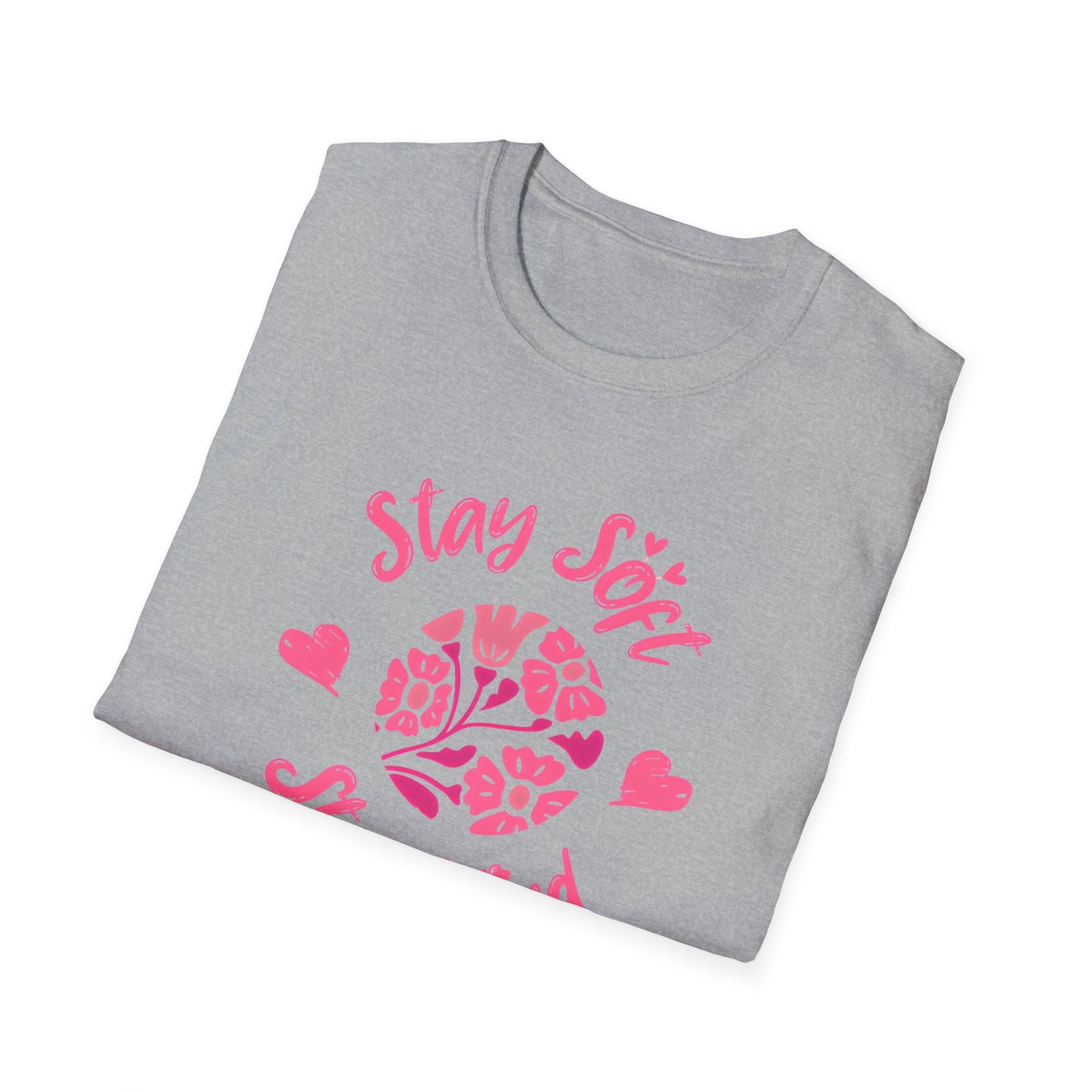 Stay Soft Stay Kind - Vibrant Boho Pink Flowers T-Shirt