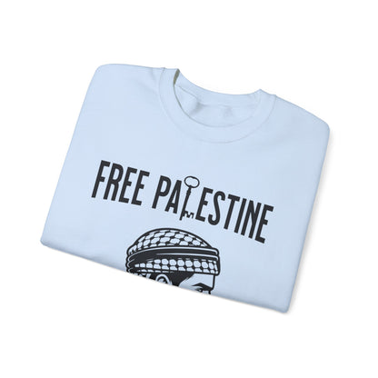Free Palestine Free World - Man Wearing Palestinian Kuffiyah Sweatshirt