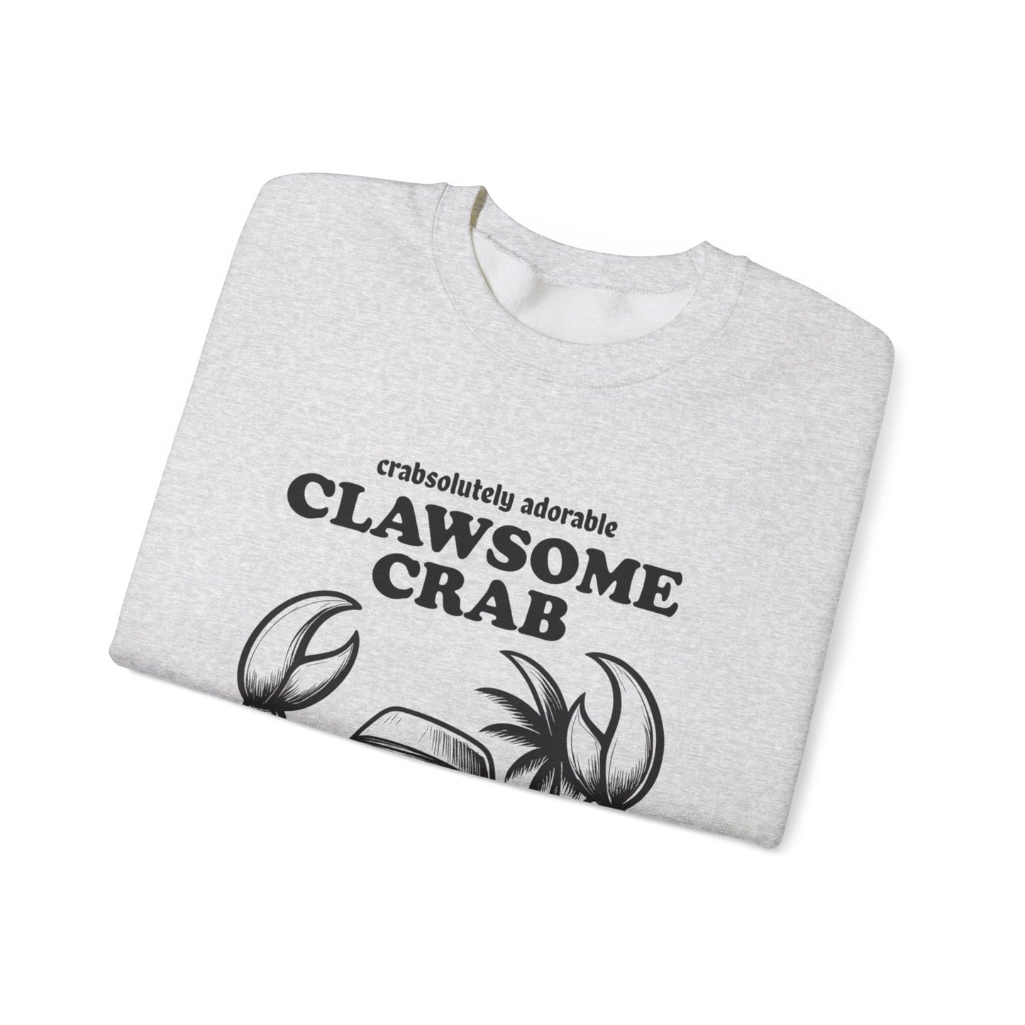 Crabsolutely Adorable Clawsome Crab - Playful Cartoon Crab With Sunglasses And Palm Tree  Sweatshirt