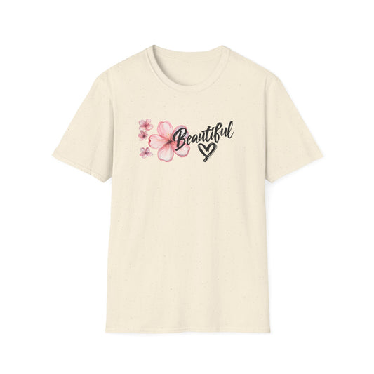 Beautiful T-Shirt - Cherry Blossom Flower with Heart - Brush Style Typography Design